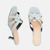 Andres Machado Chic Blue Suedette Heeled Mule Sandals New