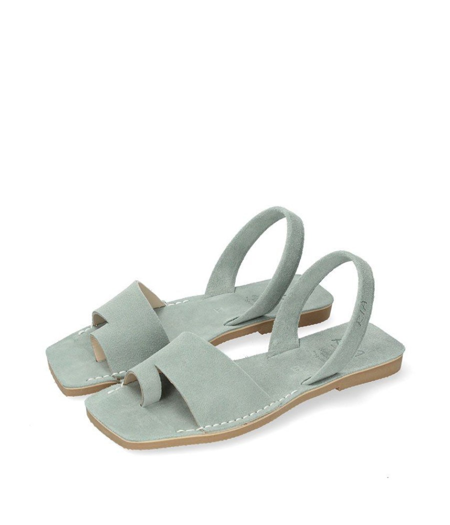 Ria Ria Plush Green Suede Toe-Post Abarca Sandals Best