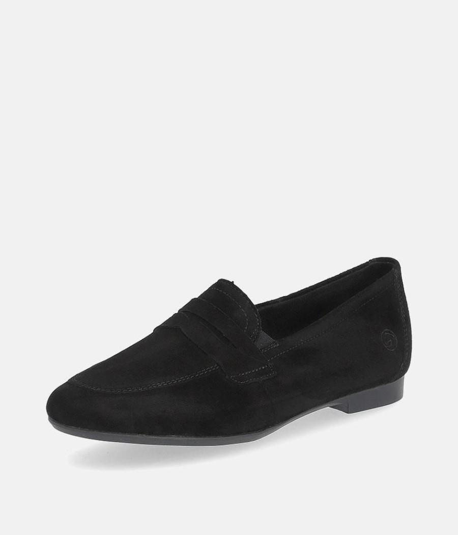 Remonte Remonte Classic Black Suede Slip On Shoes Clearance