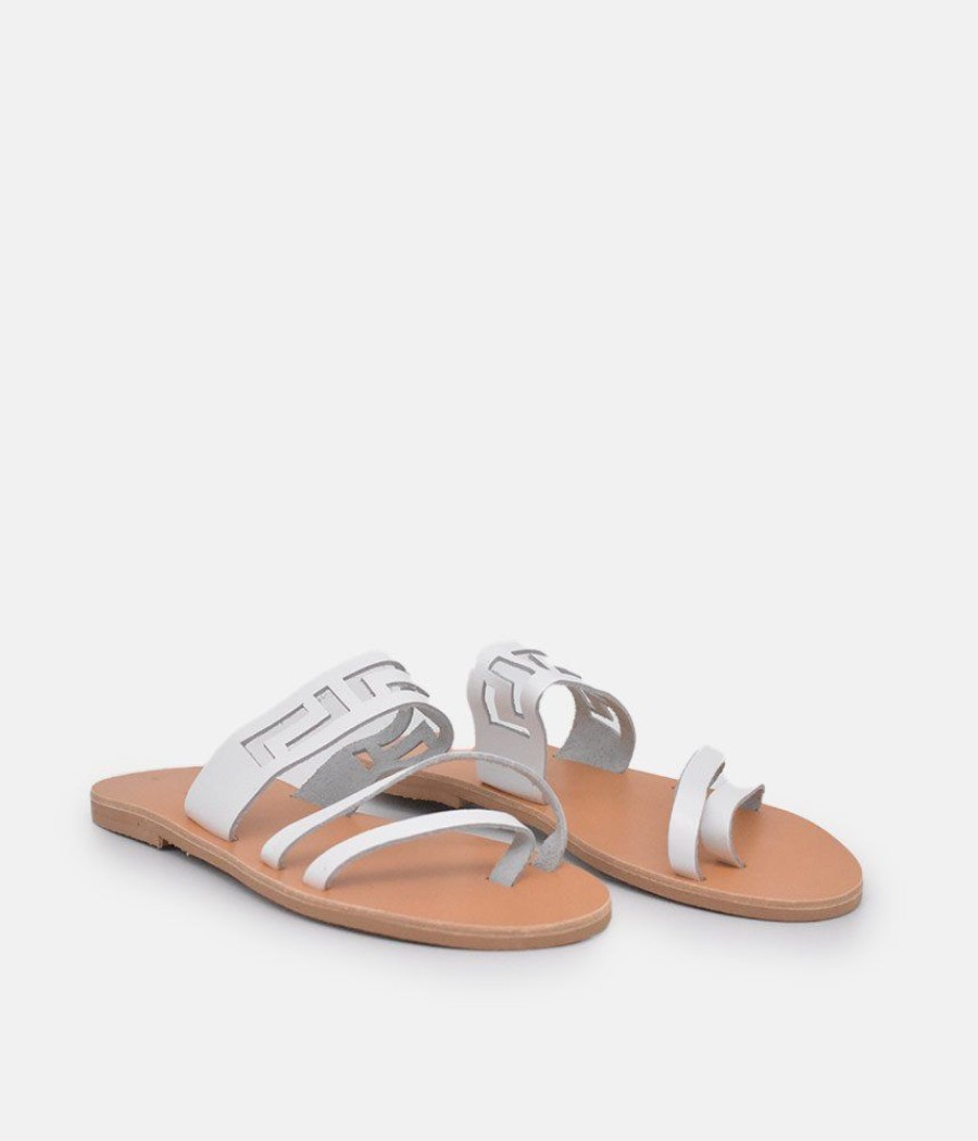 Glaritis Glaritis Chic White Leather Sandals Hot