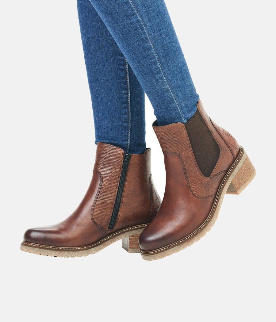 Remonte Remonte Combi Chestnut Leather Ankle Boots Hot