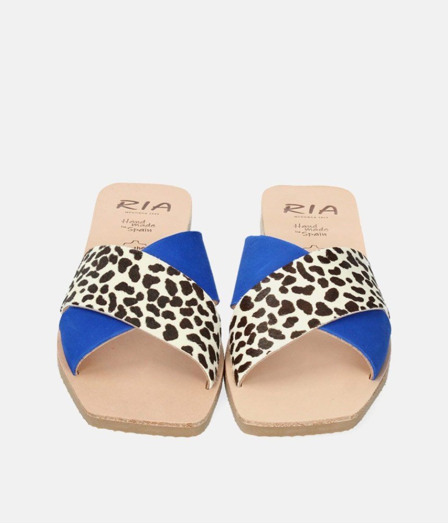 Ria Ria Fab Cheetah Leather Slip On Sandals Online