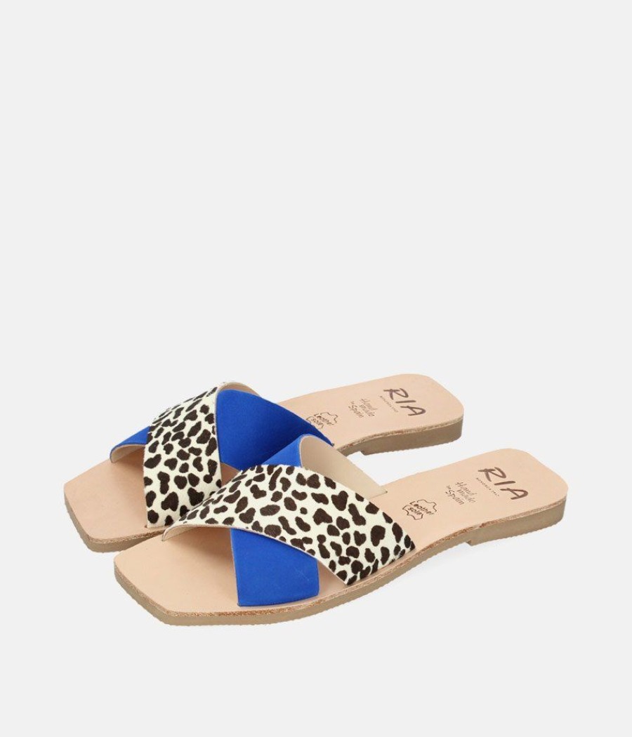 Ria Ria Fab Cheetah Leather Slip On Sandals Online