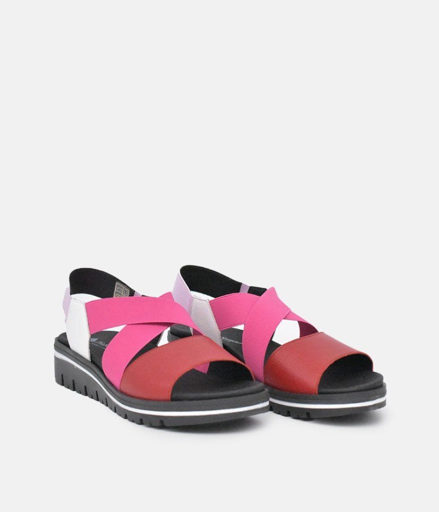 PieSanto Piesanto Premium Pink Multi Wedge Sandals Wholesale