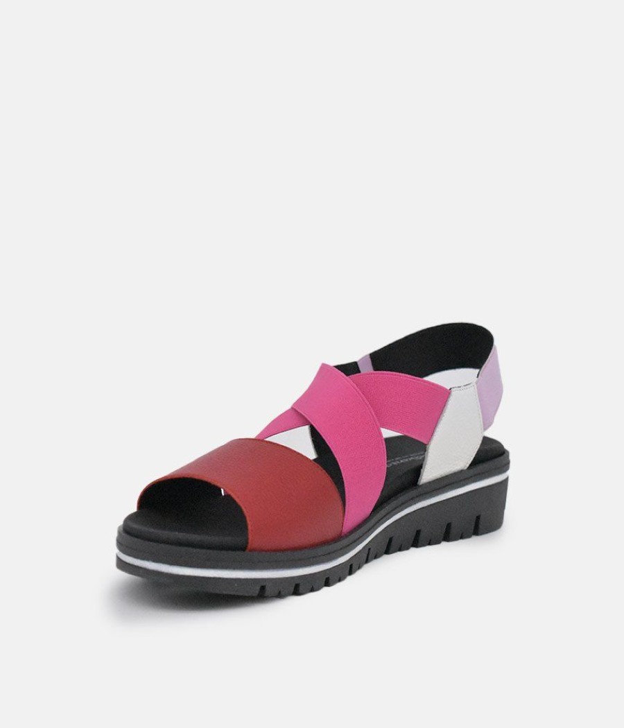 PieSanto Piesanto Premium Pink Multi Wedge Sandals Wholesale