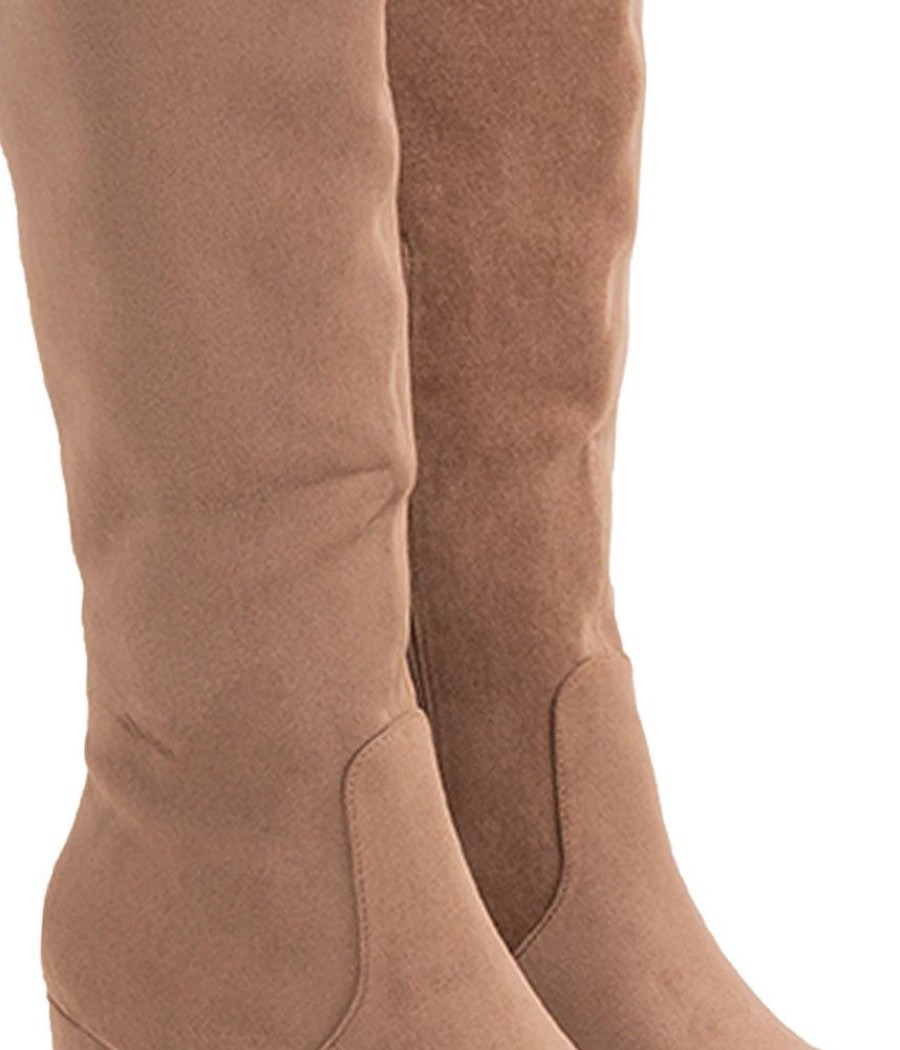 Andres Machado Andres Machado Taupe Suede Block Heel Boots Wholesale