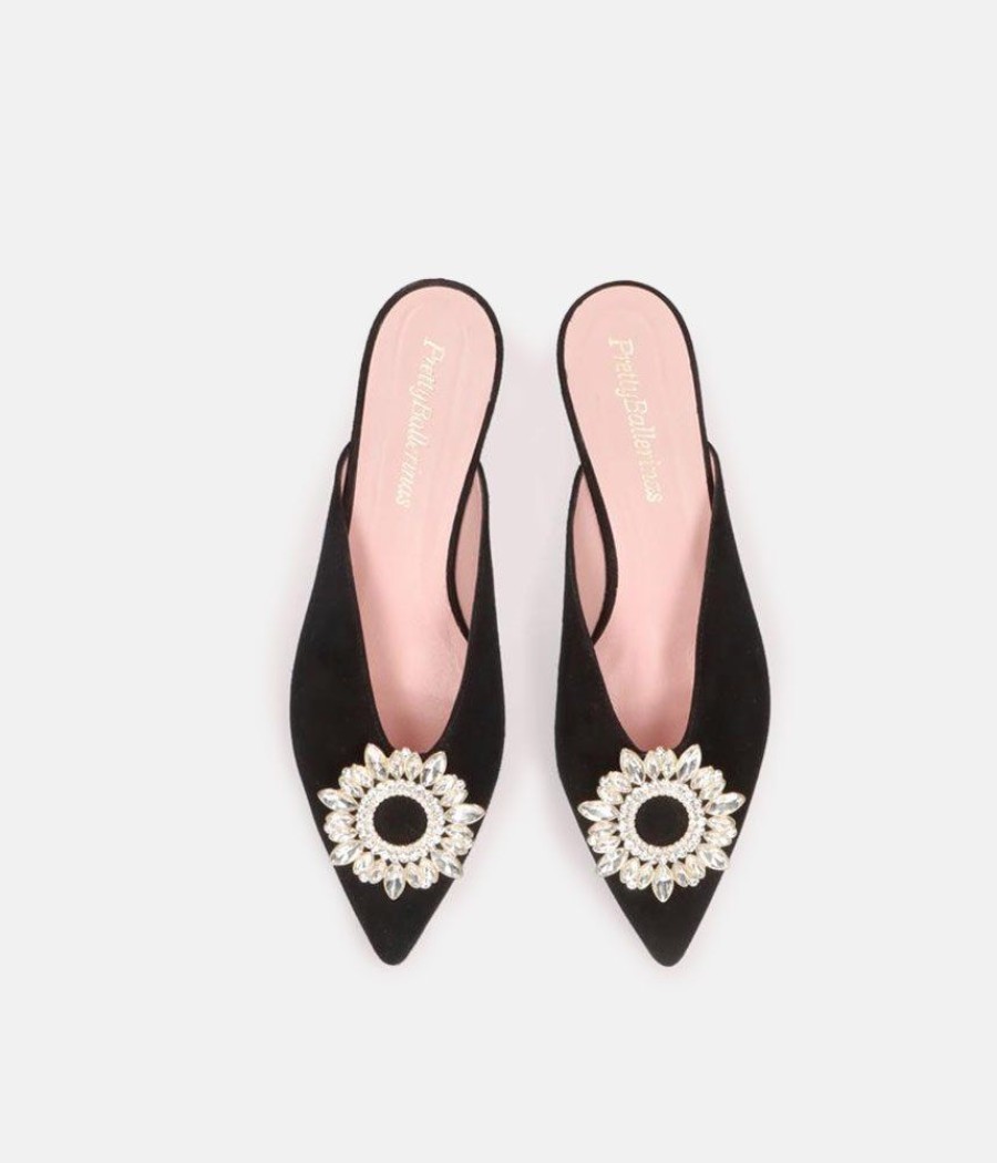 Pretty Ballerina Pretty Ballerinas Plush Black Velvet Mule Online