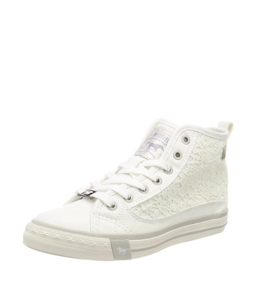 Mustang Mustang Pretty Ice White Lace High Top Trainers Online