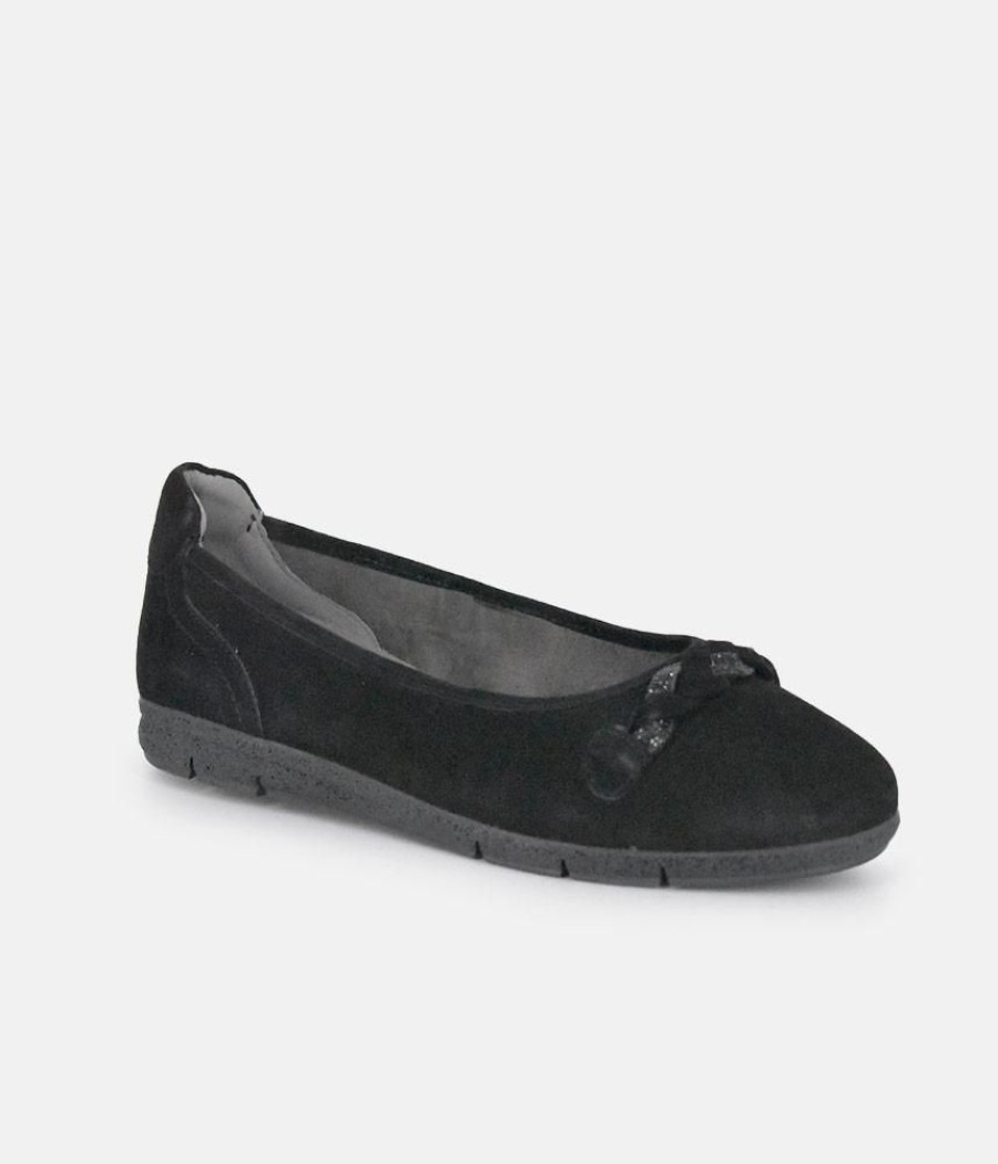 Tamaris Tamaris Versatile Black Suede Round Toe Flats Hot