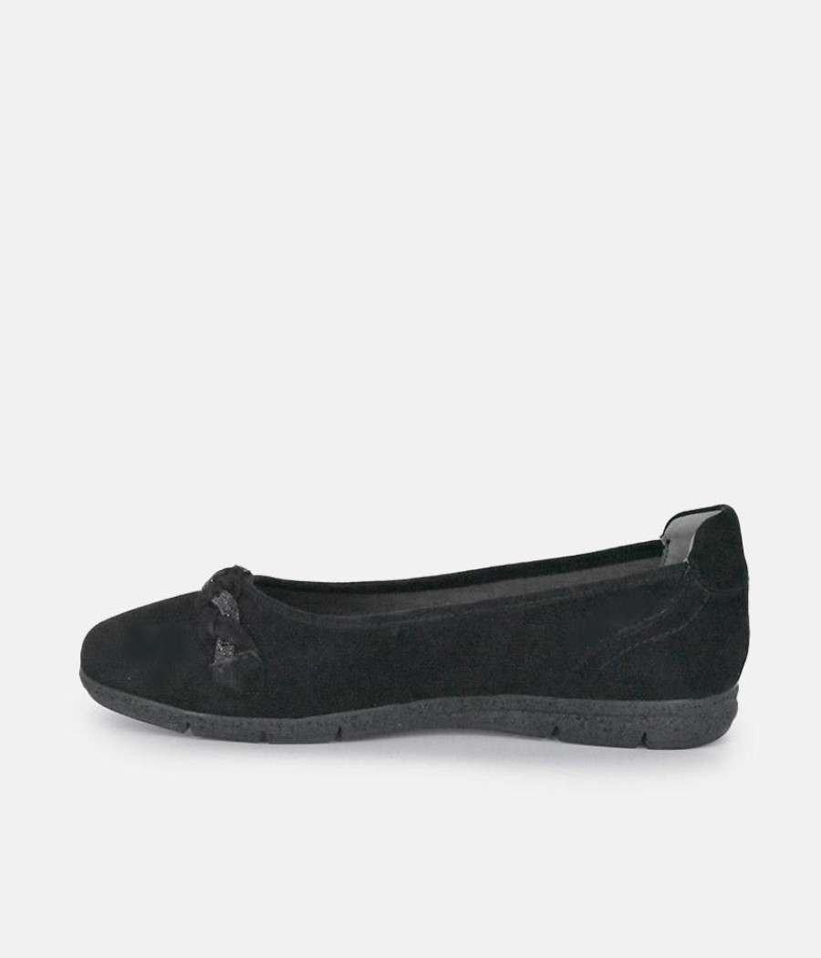 Tamaris Tamaris Versatile Black Suede Round Toe Flats Hot