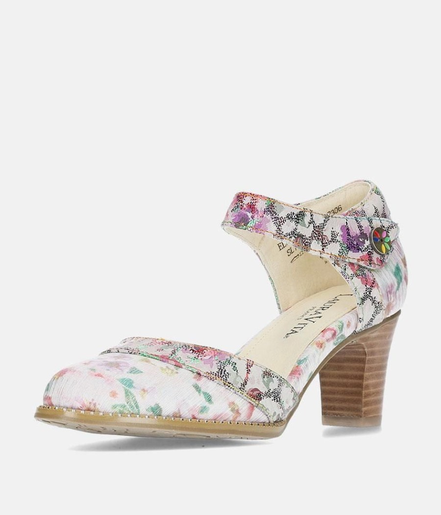 Laura Vita Laura Vita Chic Mary Jane Floral Block Heels Best