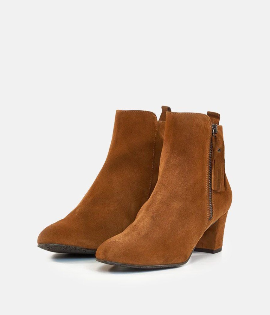 Brenda Zaro Premium Cognac Suede Ankle Boots Best