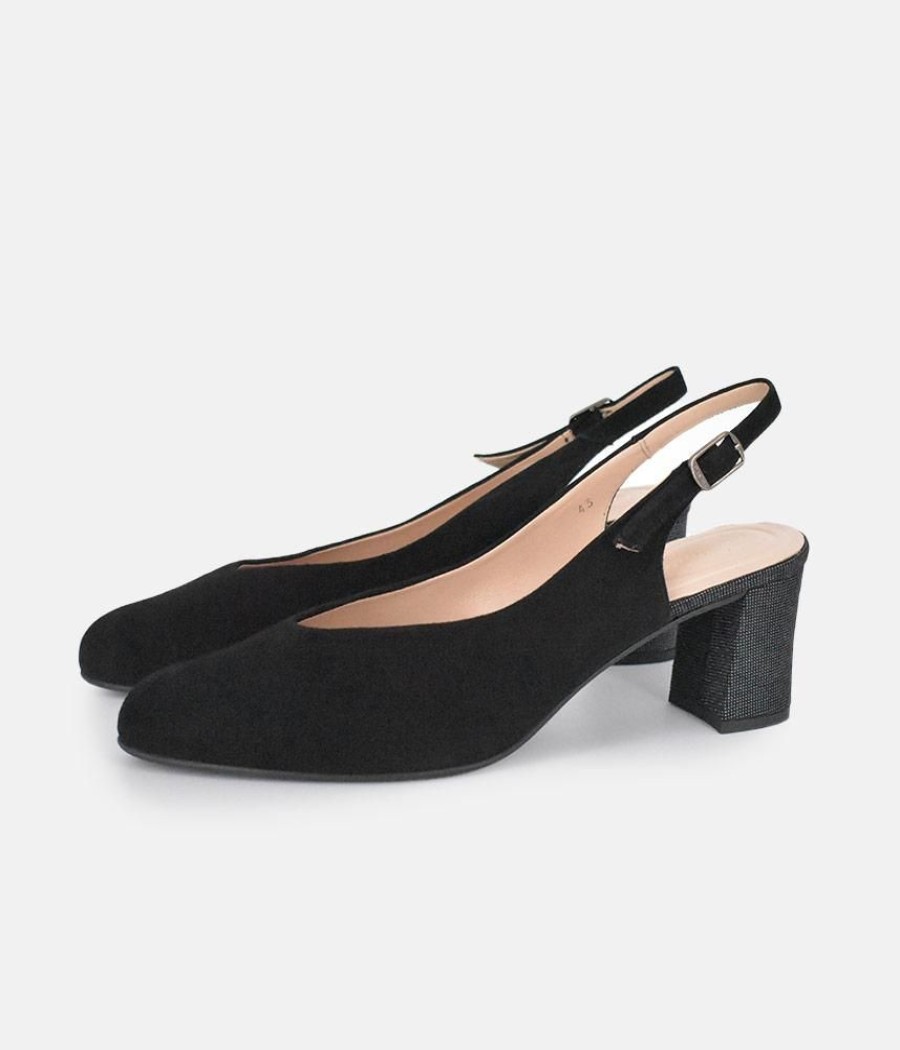 PieSanto Piesanto Plush Black Suede Slingbacks Clearance