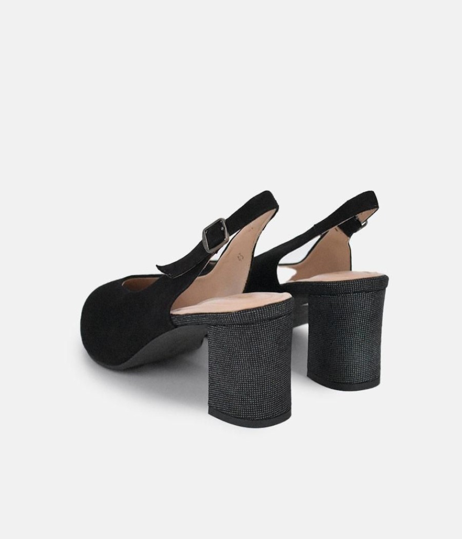 PieSanto Piesanto Plush Black Suede Slingbacks Clearance