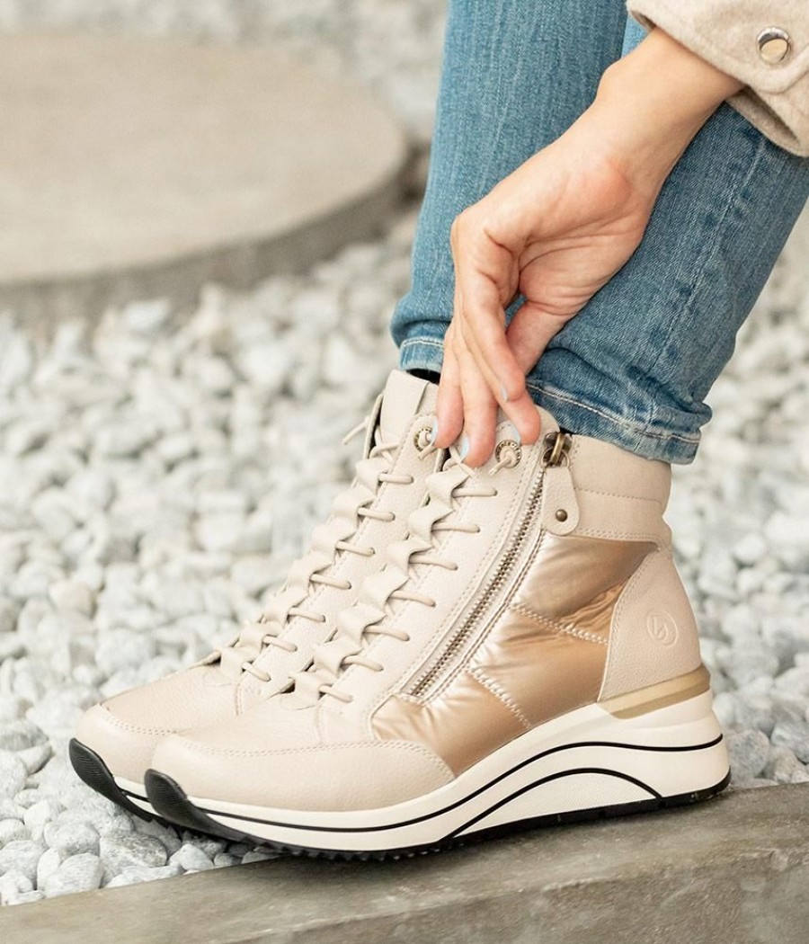 Remonte Remonte Dressy Cream Hi-Top Wedge Sneakers Online