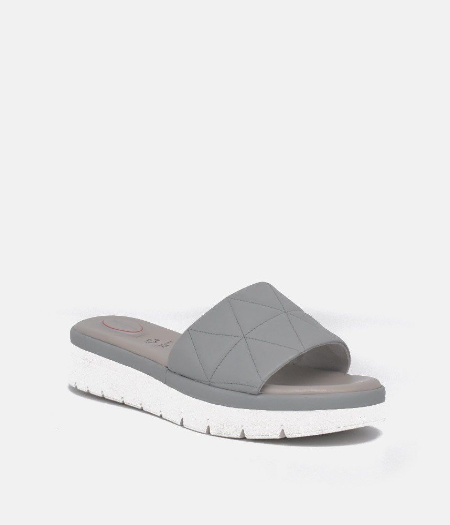 Tamaris Tamaris Comfort Grey Quilted Slip On Sandals Clearance