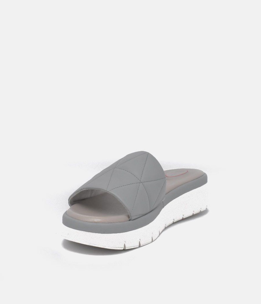 Tamaris Tamaris Comfort Grey Quilted Slip On Sandals Clearance