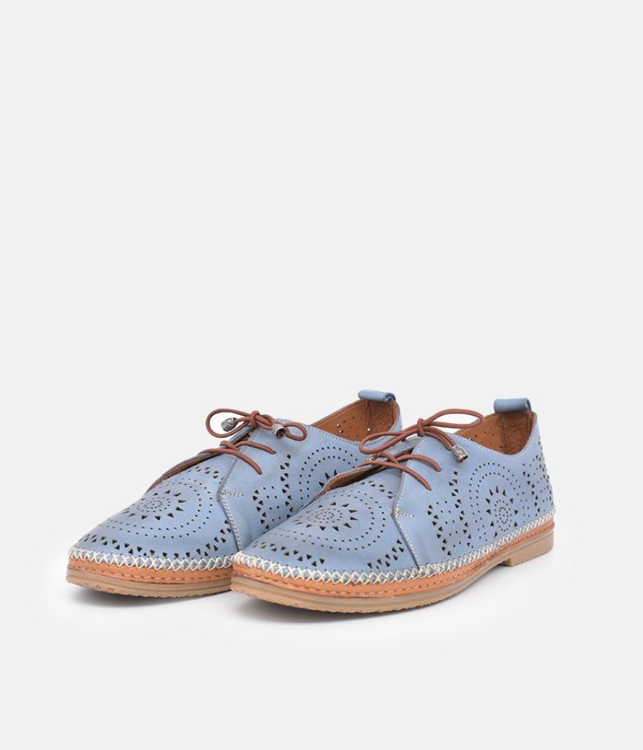 Palmiya Comfortable Blue Leather Shoes Online