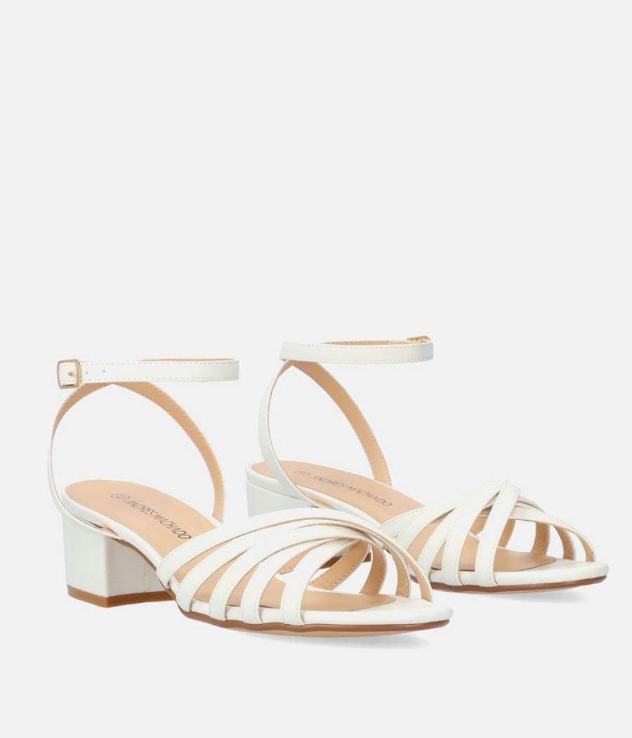 Andres Machado Dressy White Ankle Strap Sandals Online