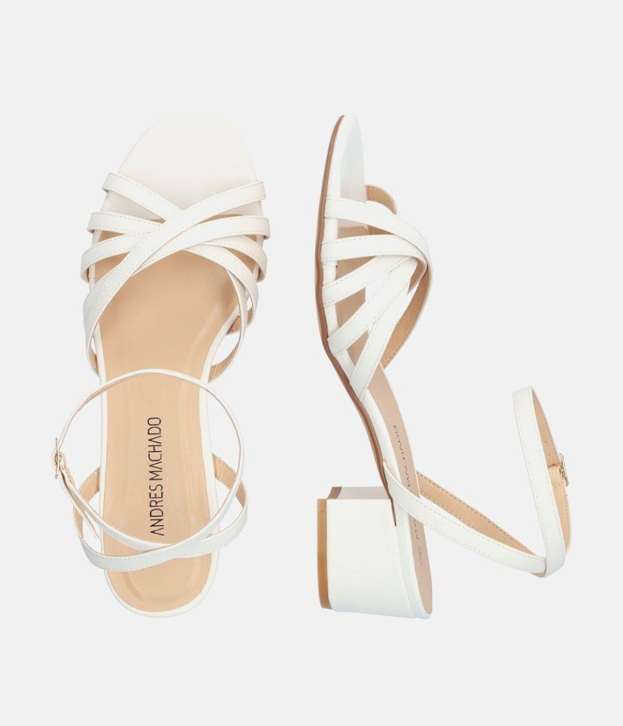 Andres Machado Dressy White Ankle Strap Sandals Online