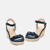 Andres Machado Stylish Navy Suedette Espadrille Wedges Clearance