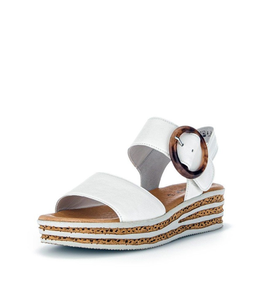 Gabor Gabor Stylish White Cork Wedge Sandals Clearance