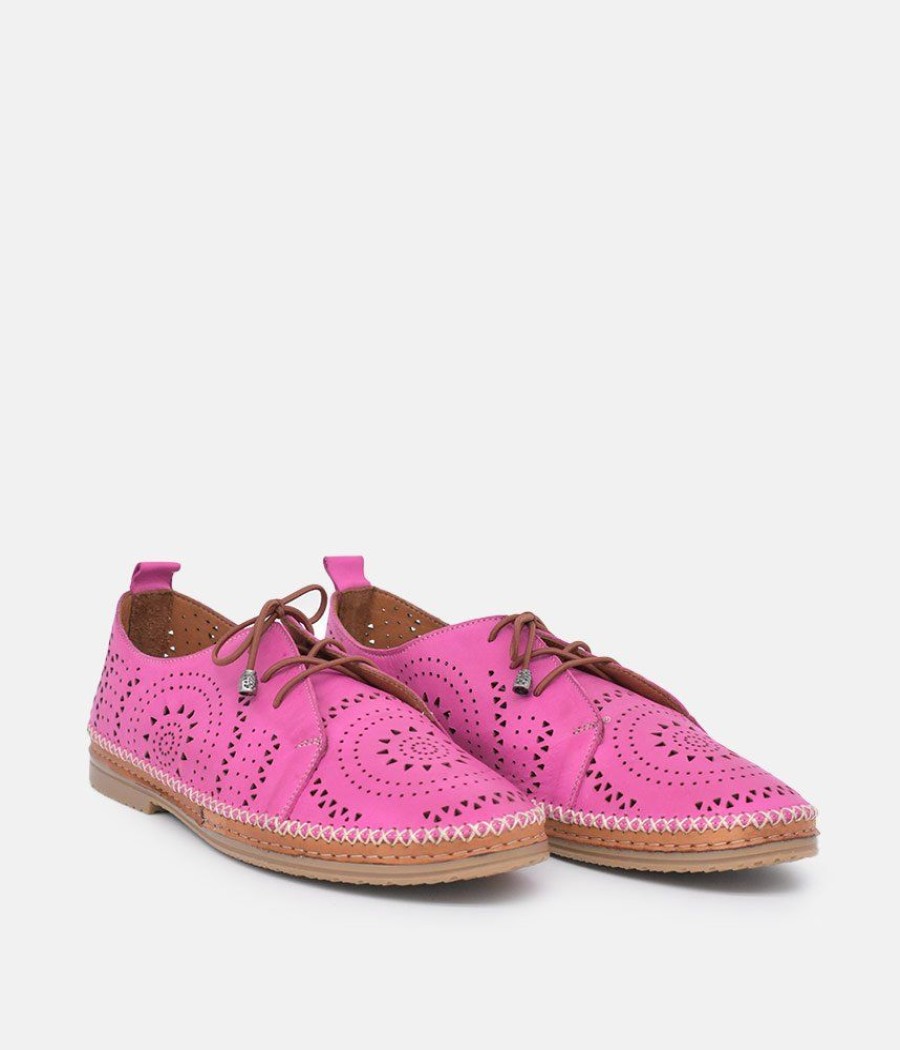 Palmiya Comfortable Hot Pink Leather Shoes Clearance