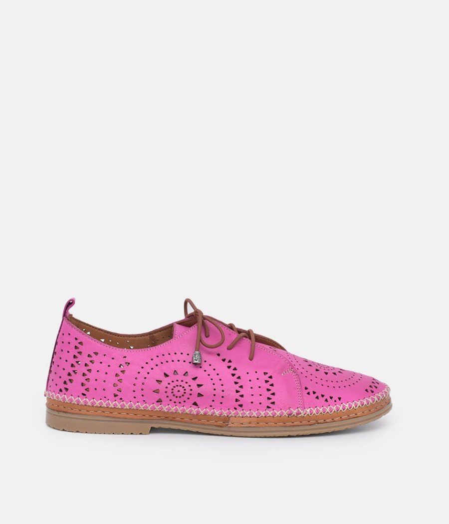 Palmiya Comfortable Hot Pink Leather Shoes Clearance