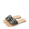 Ria Ria Luxurious Black Leather Slip On Sandals New