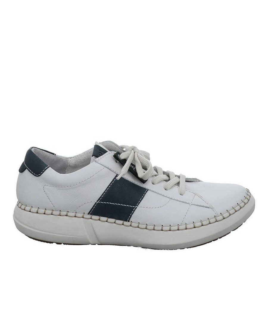 Josef Seibel Josef Seibel White/Navy Leather Fashion Trainer Online