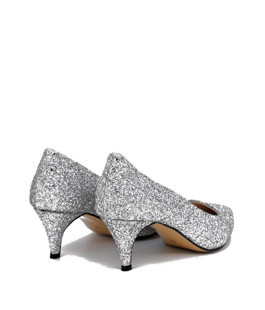 Belle & Lucy Belle & Lucy Stylish Silver Glitter Midi Heels Hot