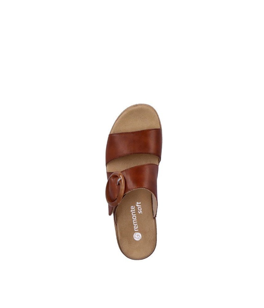 Remonte Remonte Fab Slip On Brown Leather Sandals Clearance