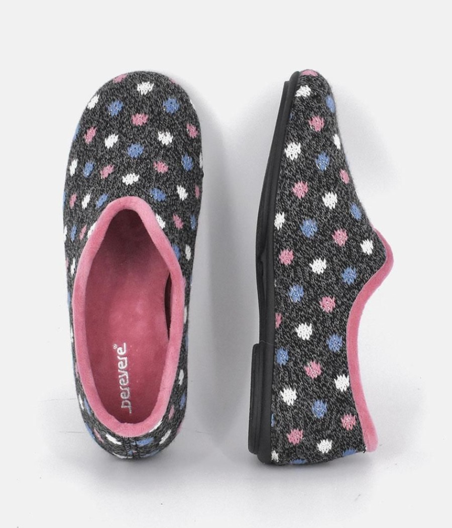 Berevere Pretty Grey Multi Dot Slippers Hot