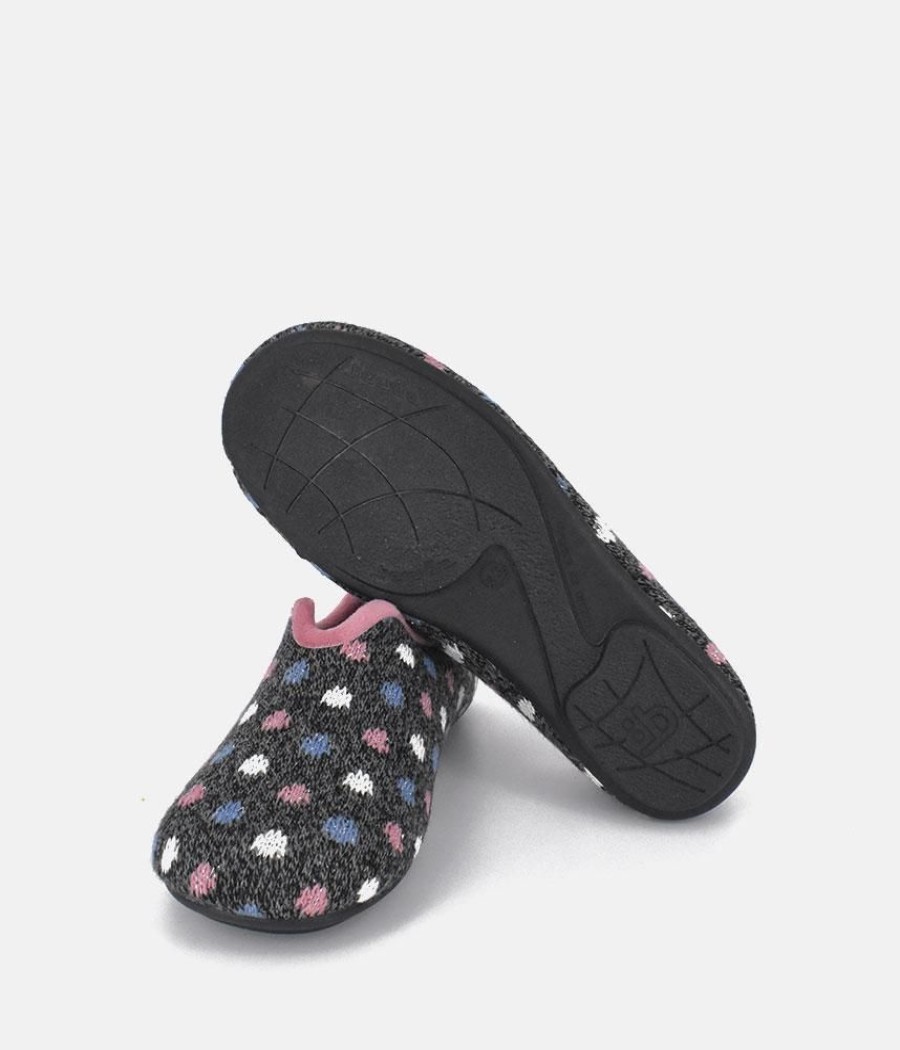 Berevere Pretty Grey Multi Dot Slippers Hot