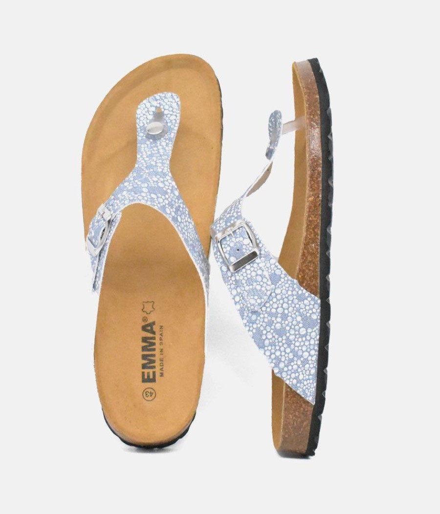 Emma Pretty Blue/White Bubble Thong Sandal Best