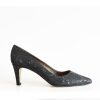 Cefalu Stylish Black Leather Heels Clearance