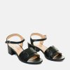 Andres Machado Stylish Black Low Block Heel Sandals New