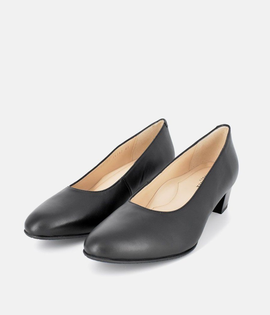 Cinderella Shoes Cinderella Shoes Classic Soft Black Nappa Court Shoes Wholesale