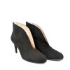 Cinderella Shoes Elegant Black Suede V Cut Heeled Shoe Boot Online