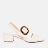 Andres Machado Dressy Off White Block Heel Sandal Hot