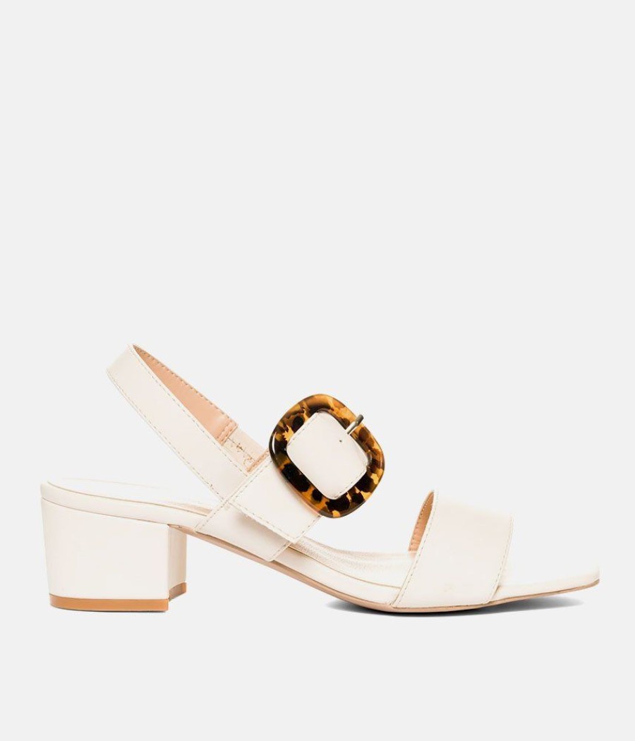 Andres Machado Dressy Off White Block Heel Sandal Hot