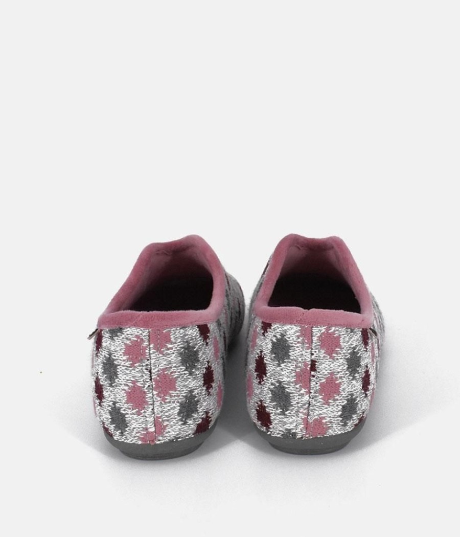 Berevere Pretty Light Grey/Pink Multi Dot Slippers Best