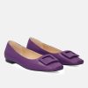 Andres Machado Stylish Purple Buckle Ballet Flats New