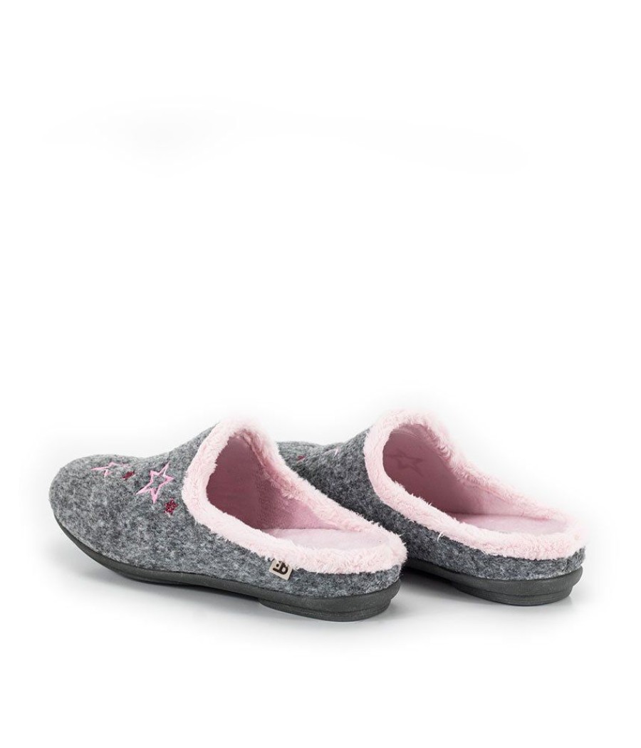 Berevere Cosy Fur Lined Pink/Grey Slippers Wholesale