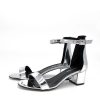 Belle & Lucy Metallic Silver Barely There Block Heels Best