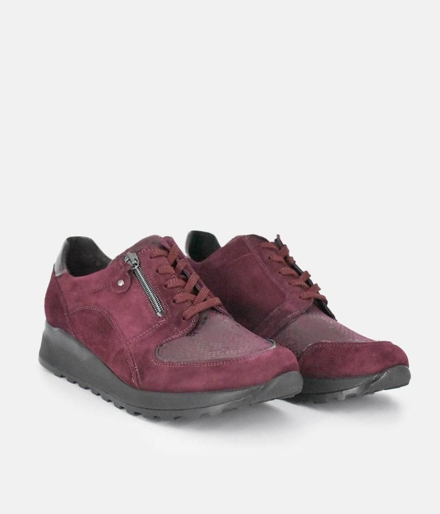 Waldlaufer Waldlaufer Fashionable Burgundy Combi Trainers New