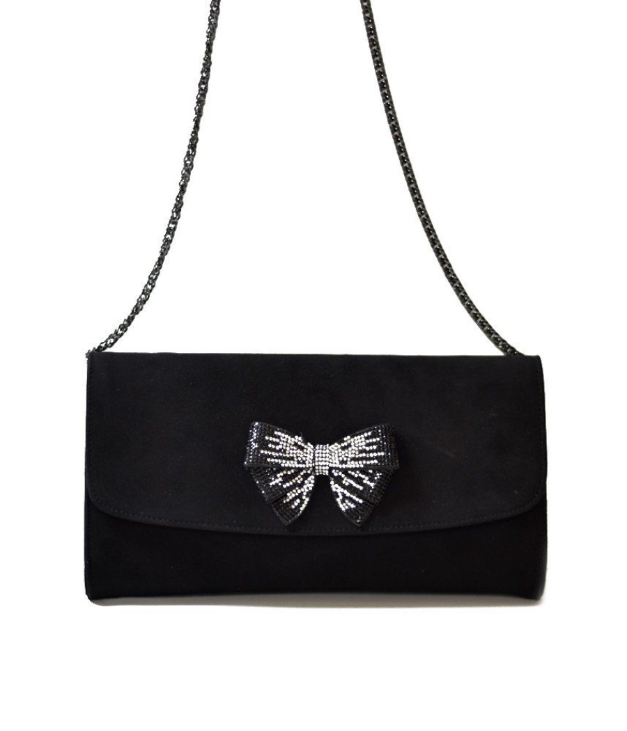 Cinderella Shoes Deluxe Black Party Evening Shoulder Bag With Bow Online