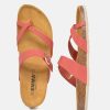 Emma Pretty Strappy Red/Orange Toe Post Sandals New