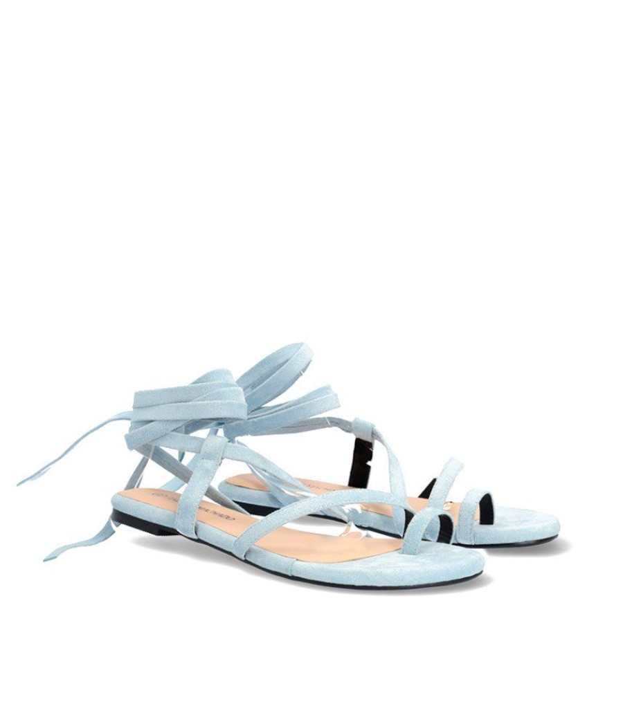 Andres Machado Pretty Strappy Celeste Blue Sandals New