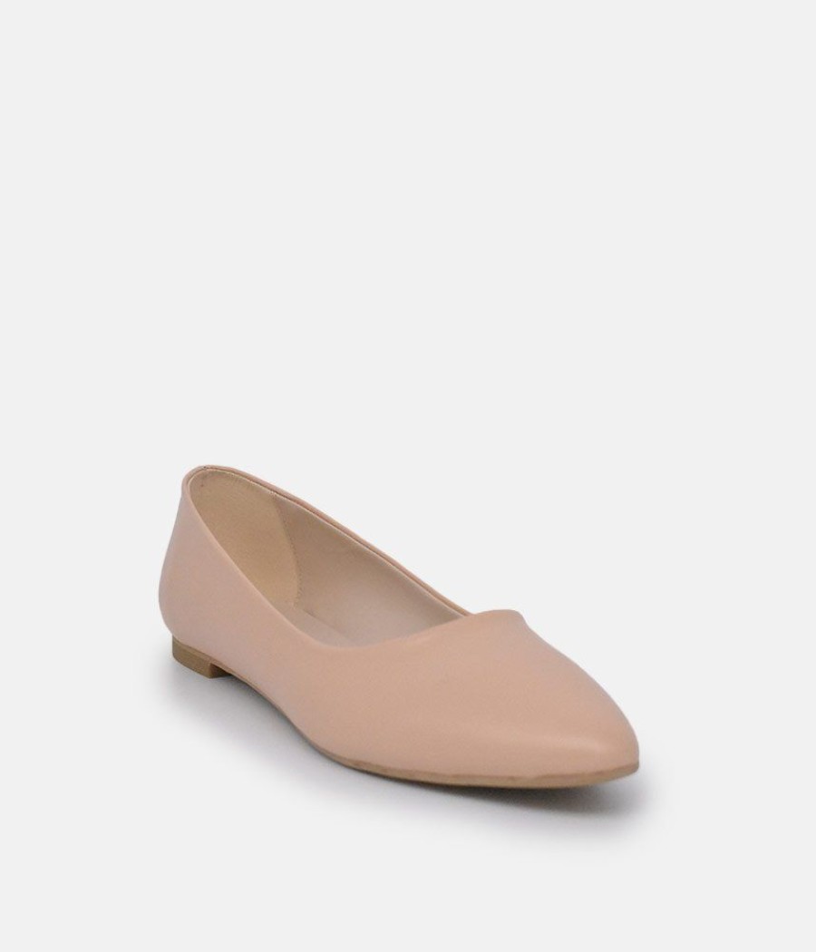 Belle & Lucy Belle & Lucy Classic Beige Pointy Ballet Flats Hot